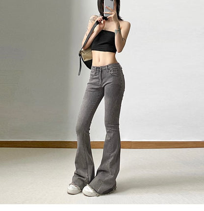 Flared Low Jeans Rise Distressed