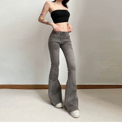 Flared Low Jeans Rise Distressed