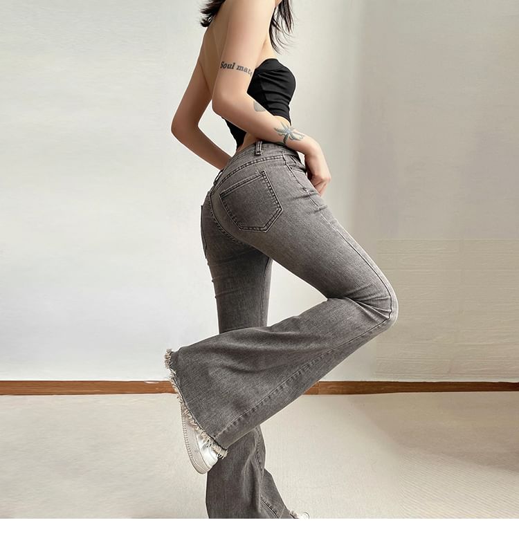 Flared Low Jeans Rise Distressed