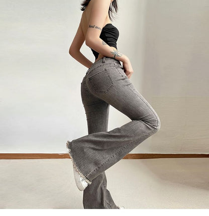 Flared Low Jeans Rise Distressed