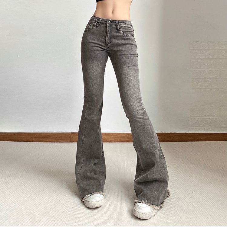 Flared Low Jeans Rise Distressed
