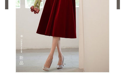 Dress A-Line Cocktail Puff-Sleeve