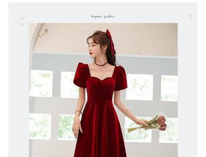 Dress A-Line Cocktail Puff-Sleeve