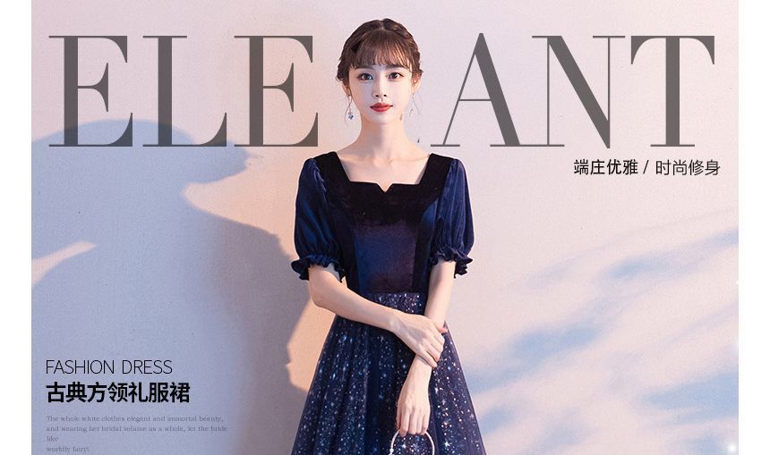 Gown Mesh Gradient Evening A-Line