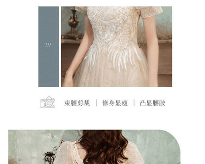 Robe de soirée/robe de cocktail trapèze à manches bouffantes