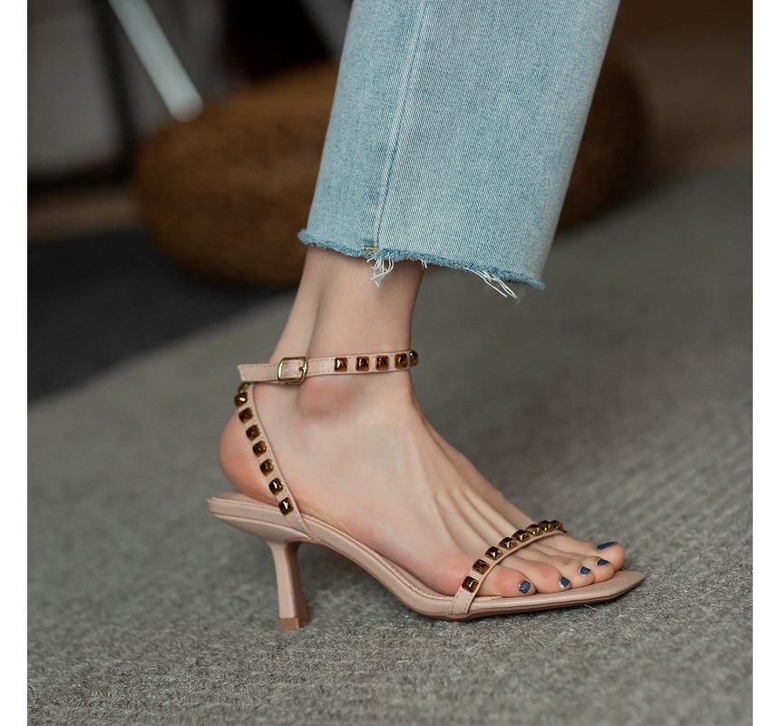 Stiletto Sandals Ankle Strap Studded