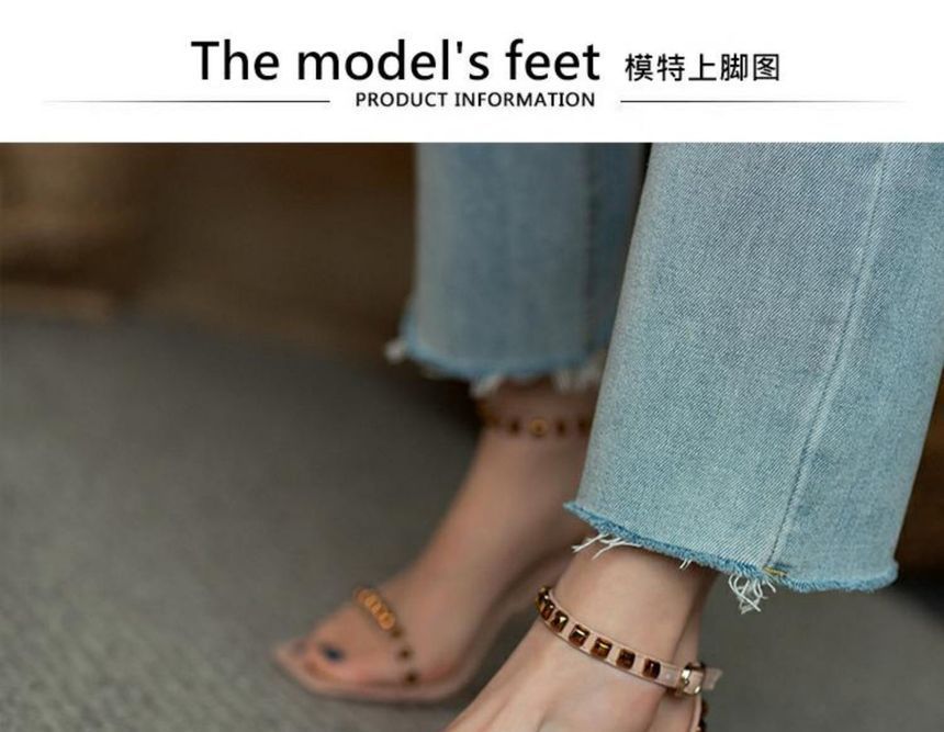 Stiletto Sandals Ankle Strap Studded