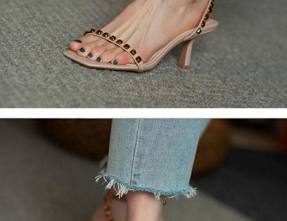 Stiletto Sandals Ankle Strap Studded