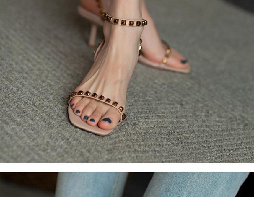 Stiletto Sandals Ankle Strap Studded