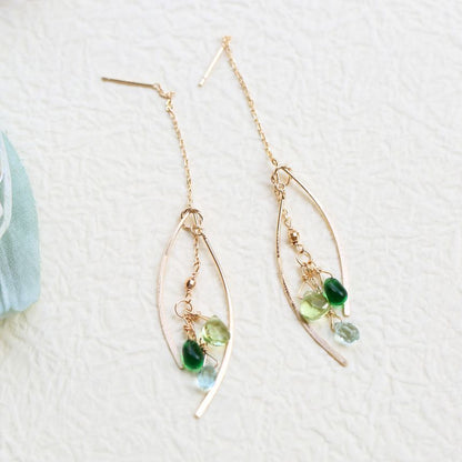 Faux Silver / Pendant Sterling Earring Curve Gemstone Fringed