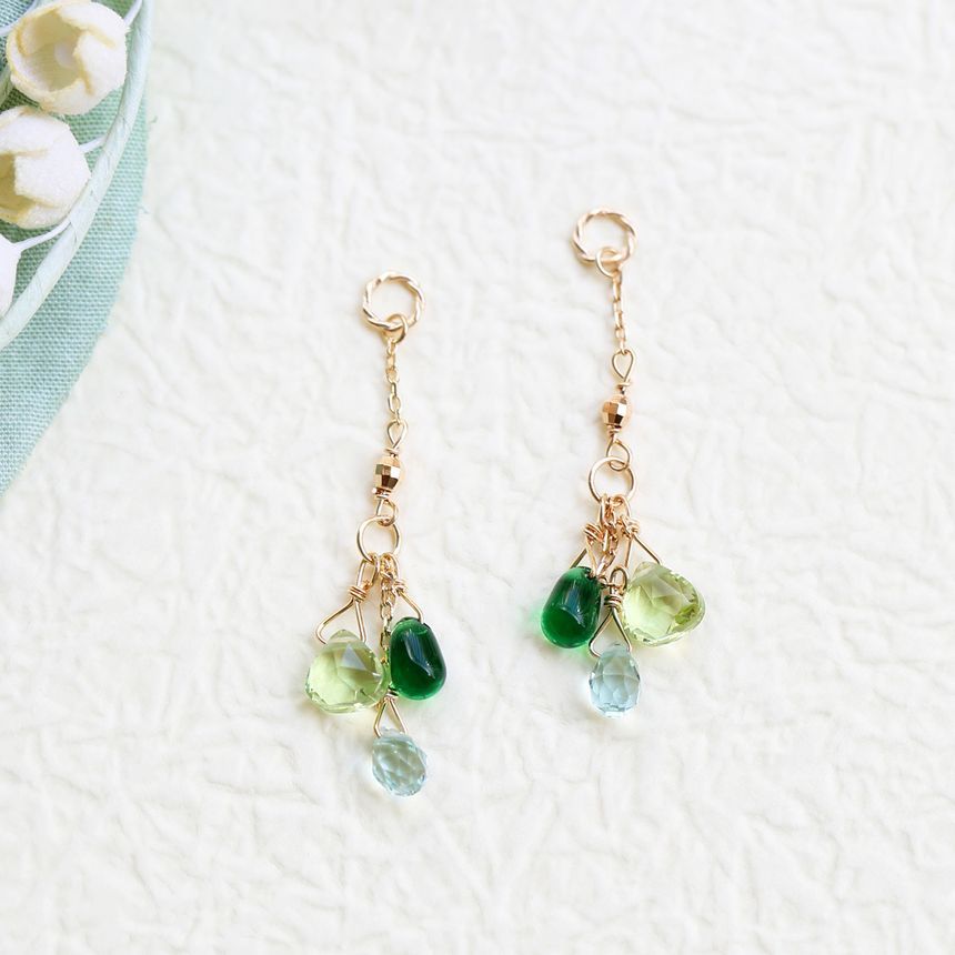 Faux Silver / Pendant Sterling Earring Curve Gemstone Fringed