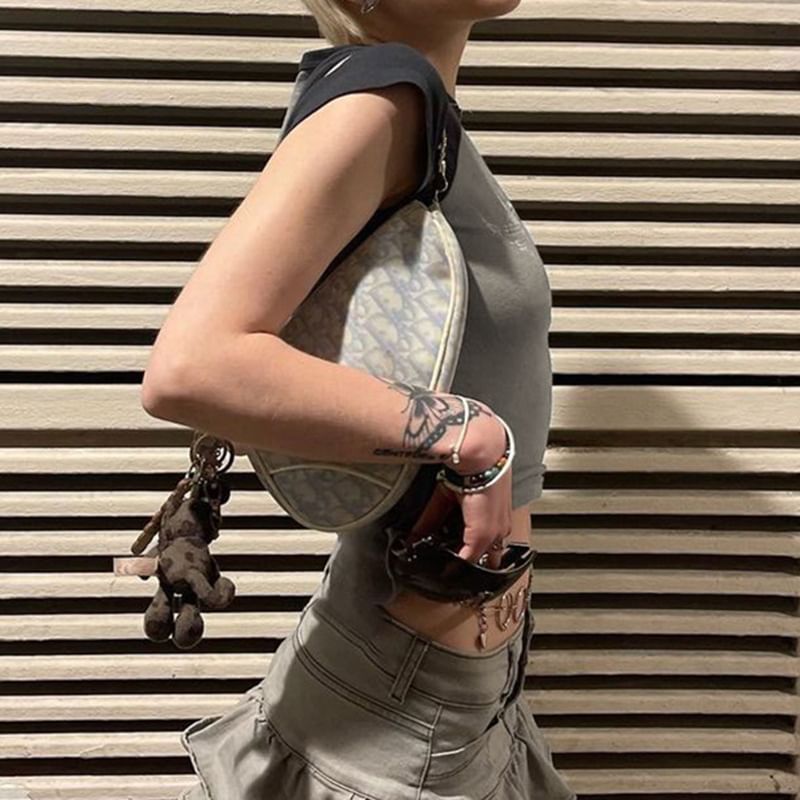 Cap-Sleeve T-Shirt Raglan Graphic Print