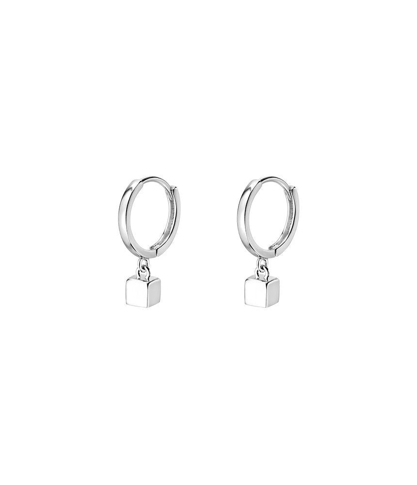 Cube Sterling Silver Dangle Earring