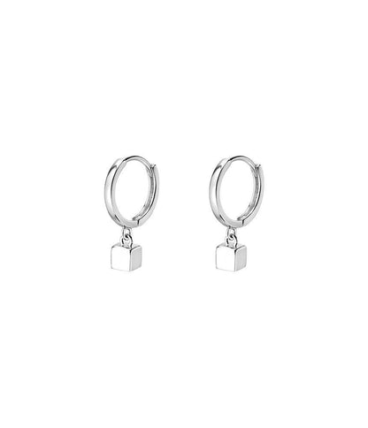 Cube Sterling Silver Dangle Earring