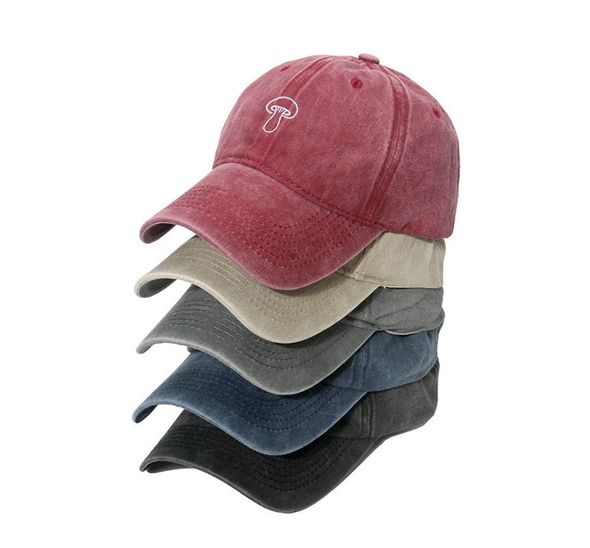 Embroidered Hat Mushroom Bucket Denim