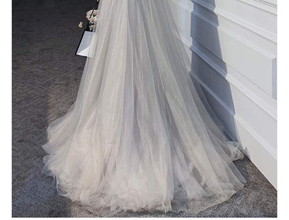 V-Neck Evening A-Line Glitter Gown