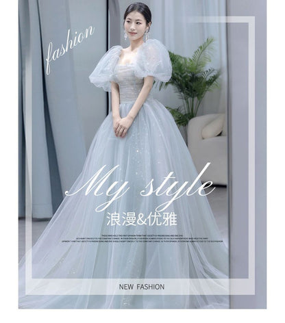 Glitter A-Line Square-Neck Evening Gown