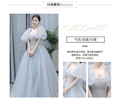 Glitter A-Line Square-Neck Evening Gown