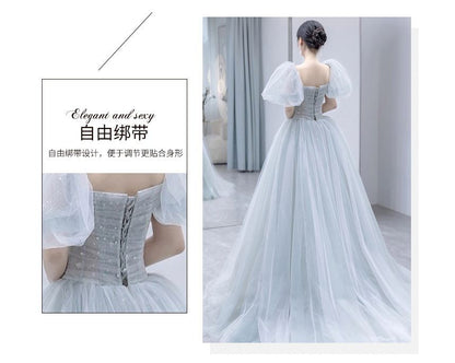 Glitter A-Line Square-Neck Evening Gown