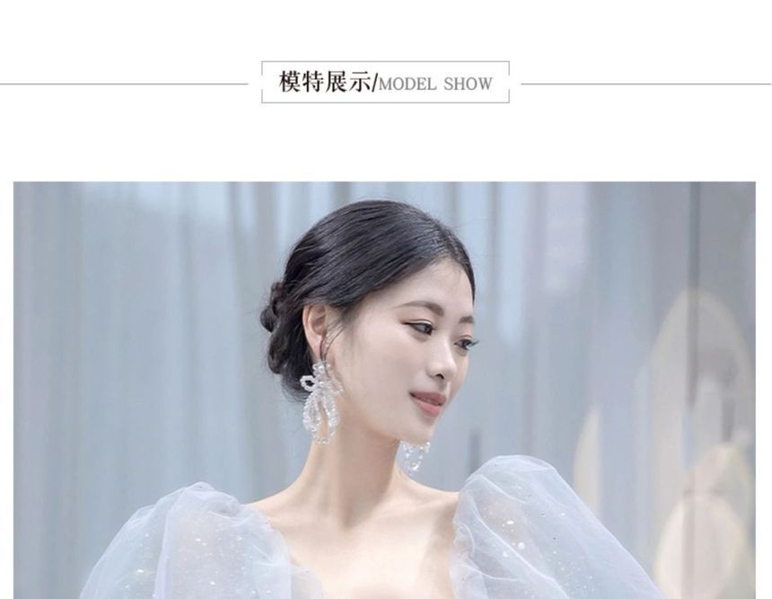 Glitter A-Line Square-Neck Evening Gown