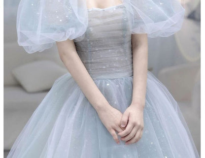 Glitter A-Line Square-Neck Evening Gown