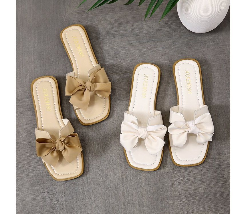 Slide Bow Accent Sandals