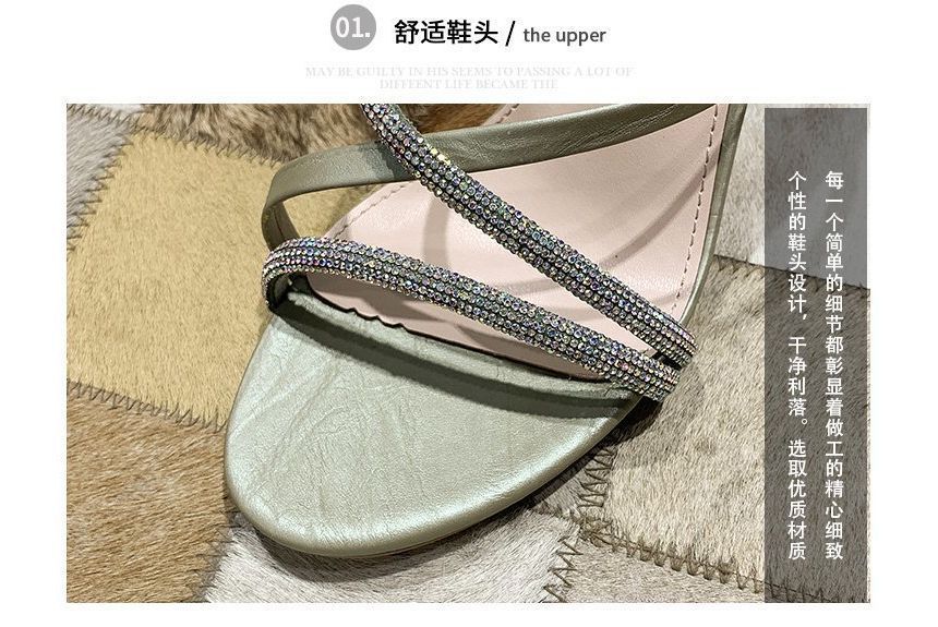 Rhinestone Stiletto-Heel Slide Sandals