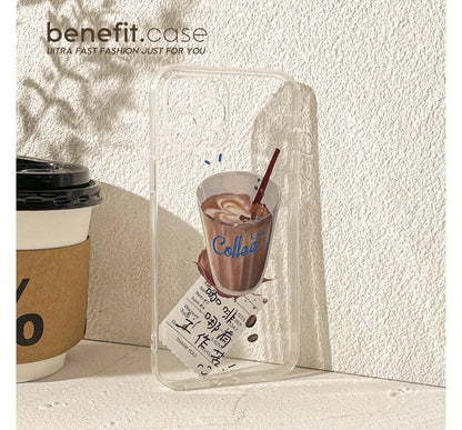Transparent Case Phone Coffee