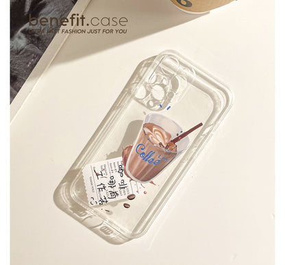 Transparent Case Phone Coffee