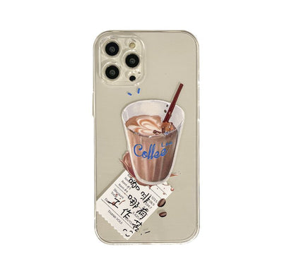 Transparent Case Phone Coffee