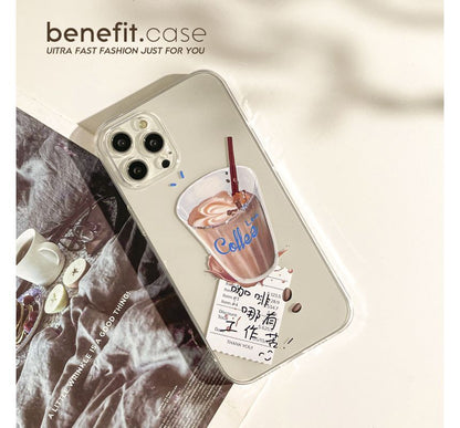 Transparent Case Phone Coffee