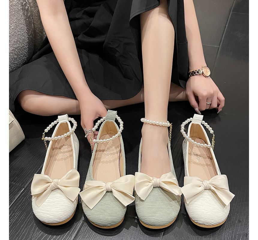 Bow Faux Flats Pearl