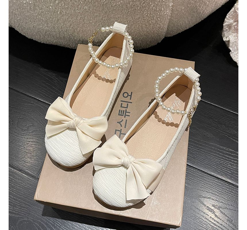 Bow Faux Flats Pearl