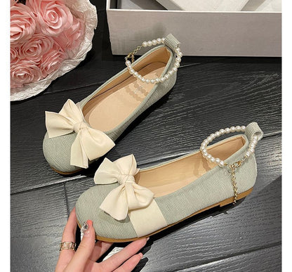 Bow Faux Flats Pearl