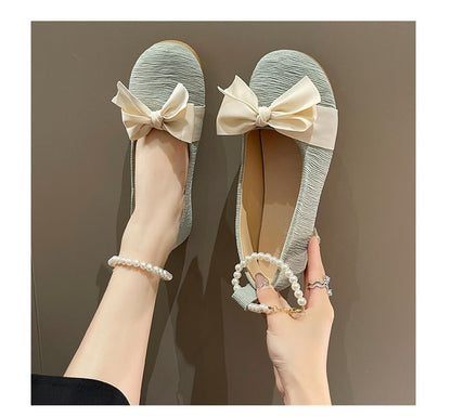 Bow Faux Flats Pearl