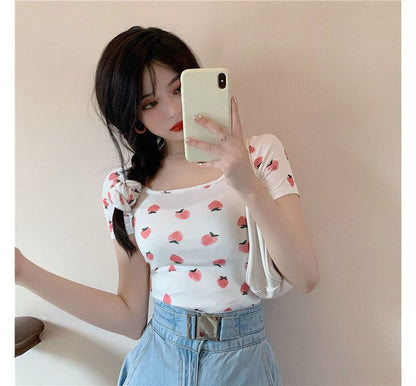 Print T-Shirt Short-Sleeve Strawberry