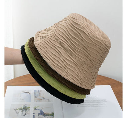Texture Hat Bucket Reversible Wavy Plain