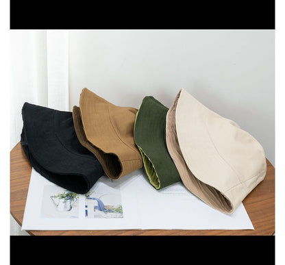 Texture Hat Bucket Reversible Wavy Plain