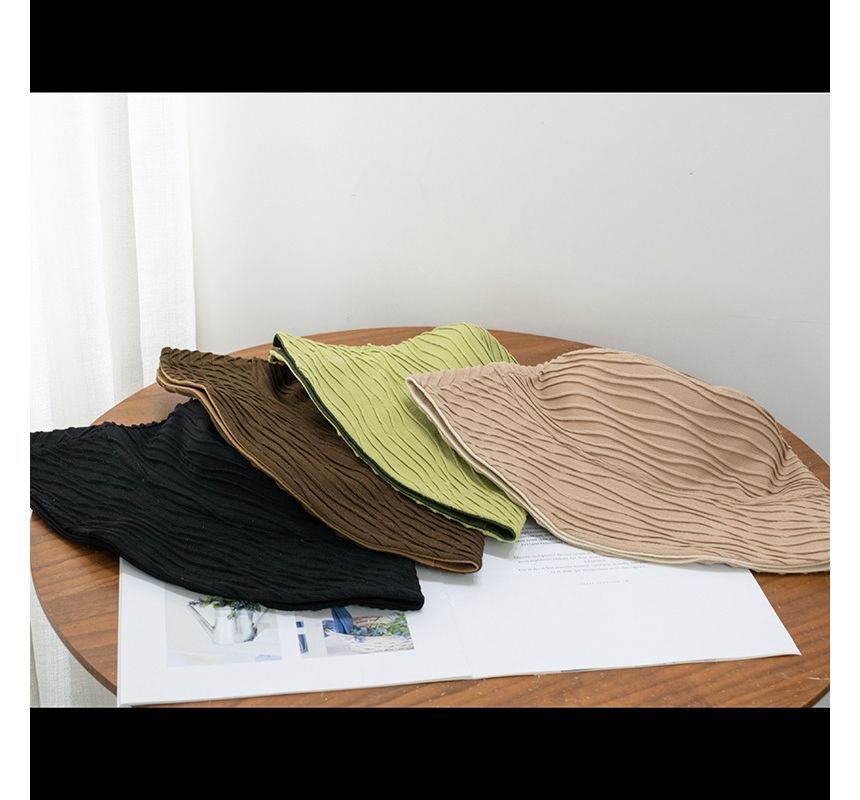 Texture Hat Bucket Reversible Wavy Plain