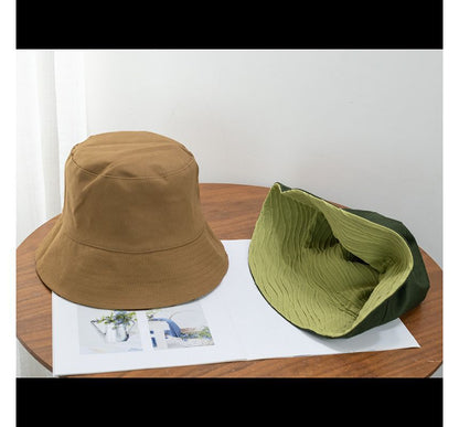 Texture Hat Bucket Reversible Wavy Plain