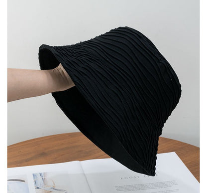 Texture Hat Bucket Reversible Wavy Plain