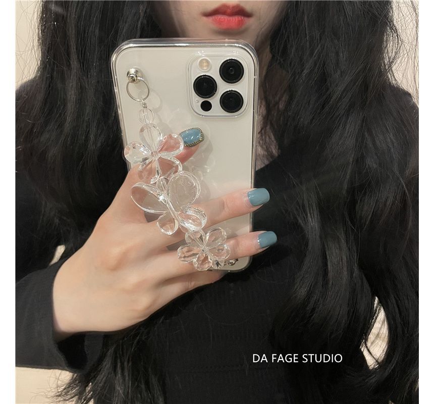 Transparent Phone Chain Flower Case