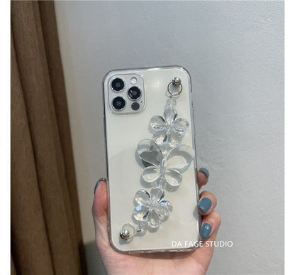 Transparent Phone Chain Flower Case