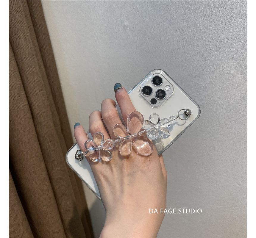 Transparent Phone Chain Flower Case