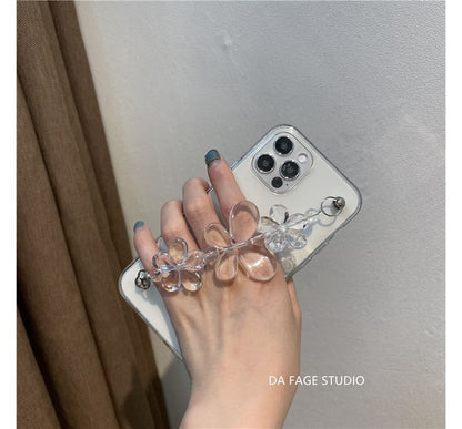Transparent Phone Chain Flower Case