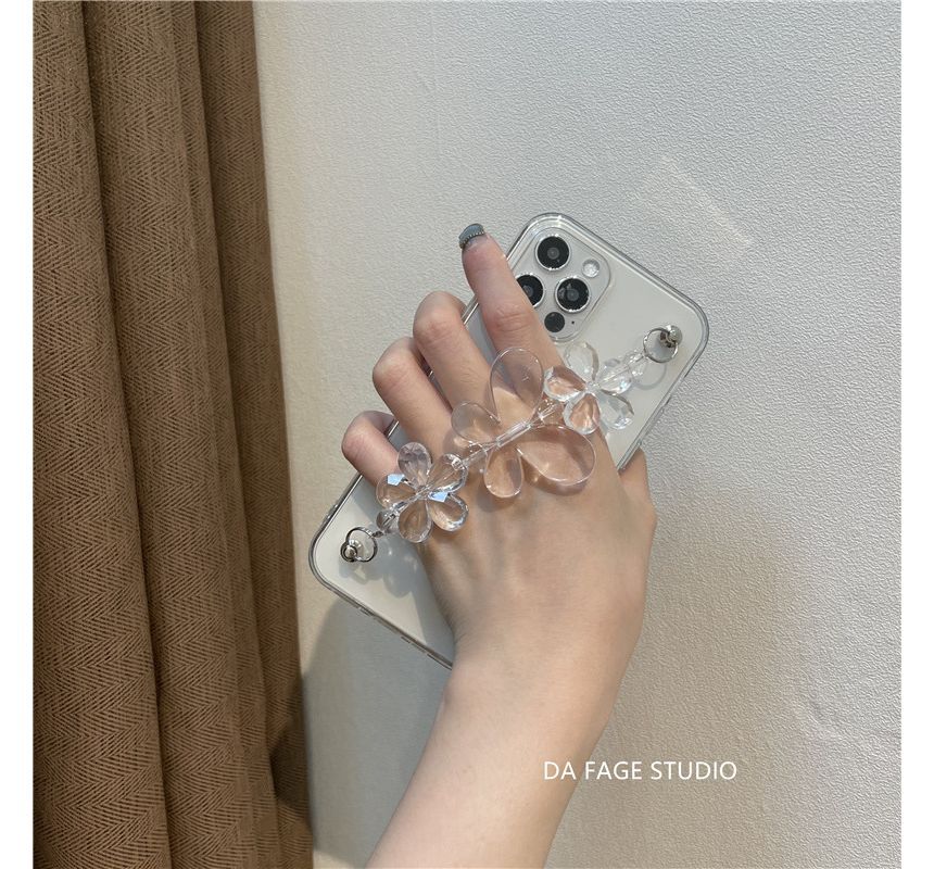 Transparent Phone Chain Flower Case