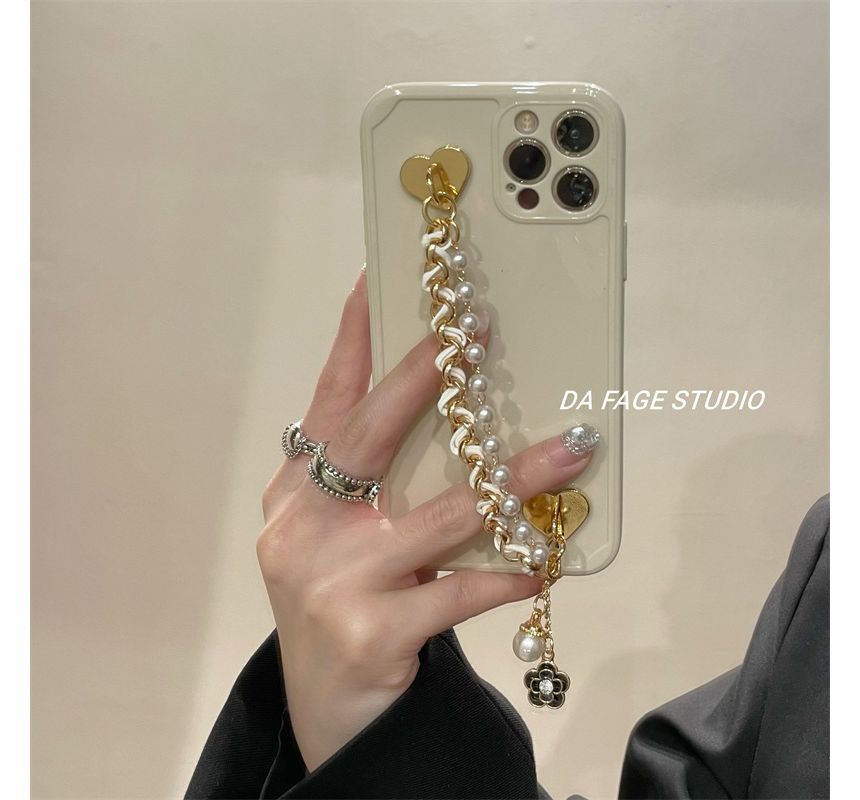 Pearl Faux Flower Case Phone Chain