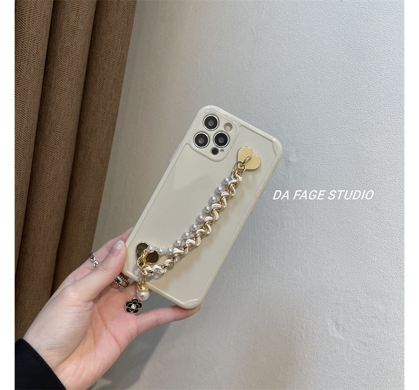 Pearl Faux Flower Case Phone Chain