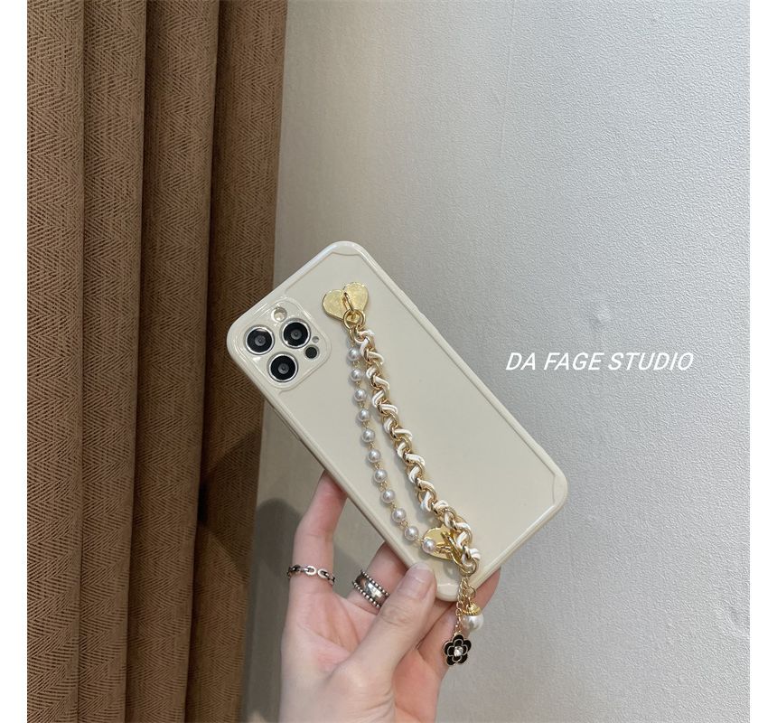Pearl Faux Flower Case Phone Chain