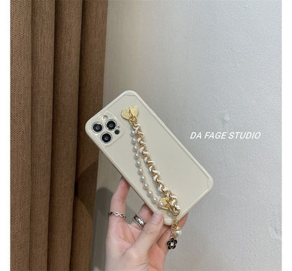 Pearl Faux Flower Case Phone Chain